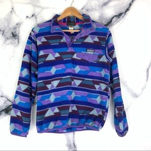 Patagonia Lightweight Synchilla Snap T Pullover Aztec Geometric Purple